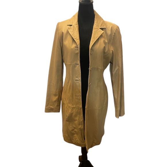 Distressed camel-colored Wilsons Leather, Jacket,coat,trench coat,jacket,small - Picture 8 of 9
